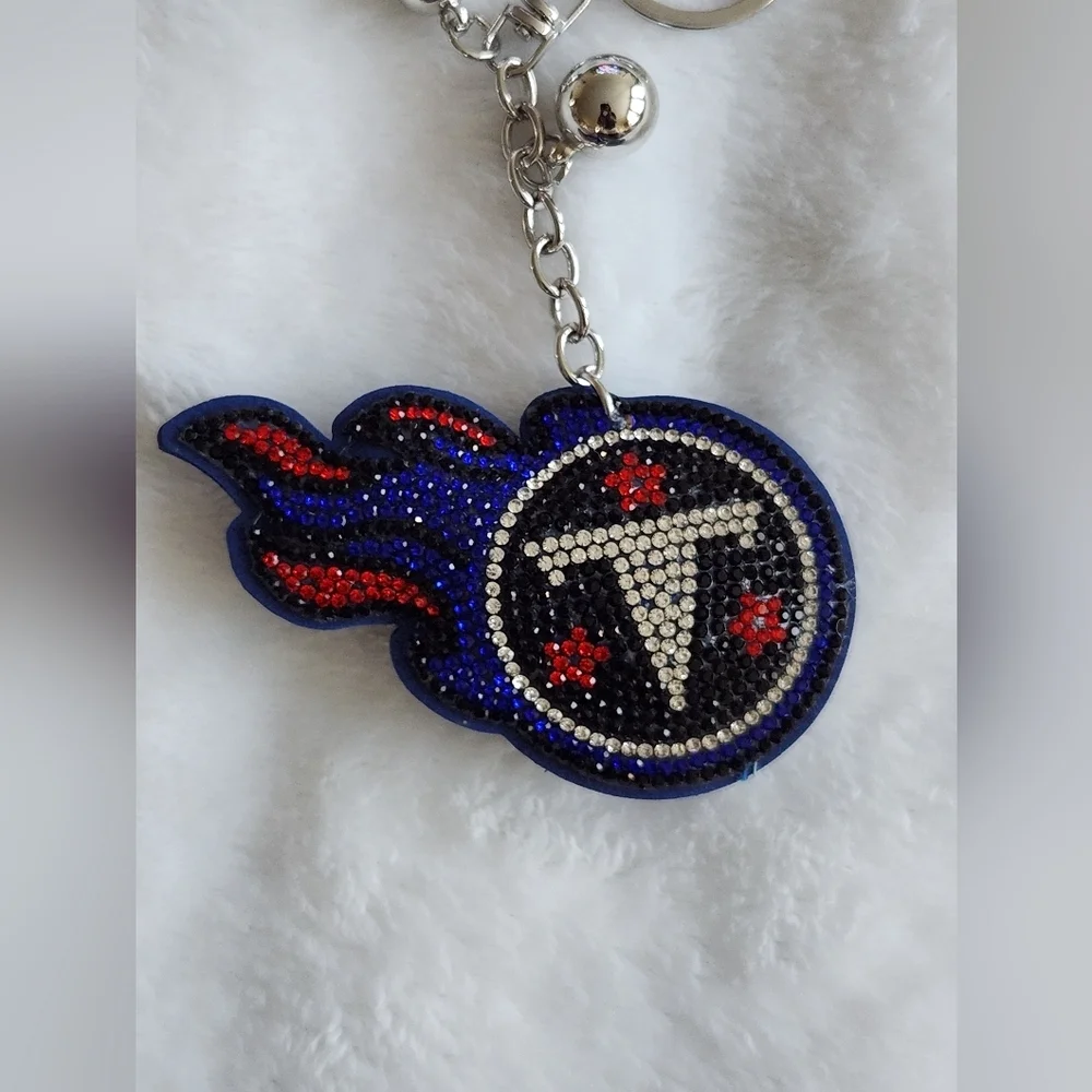 Tennessee Titans Blue and Red Rhinestone Keychain Bag Charm